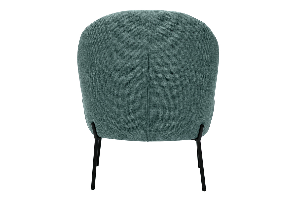 Fauteuil en tissu vert de gris et mtal noir BELEY