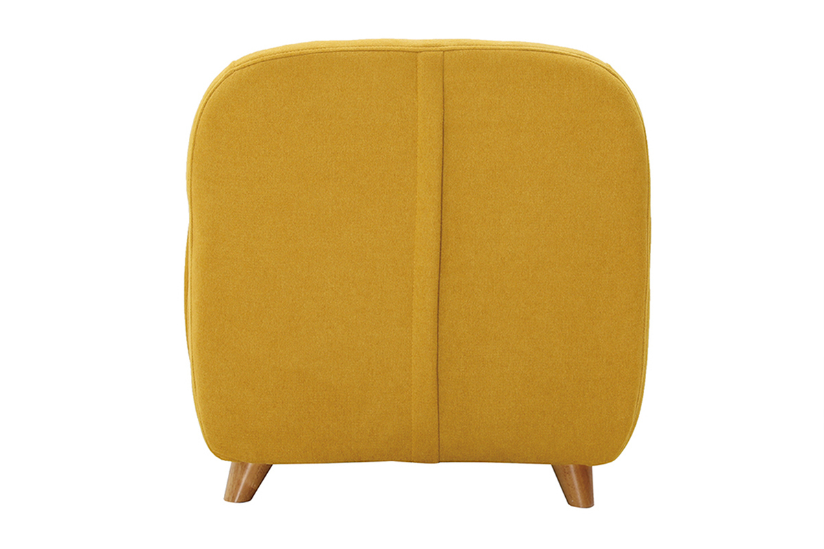 Fauteuil enfant scandinave en tissu effet velours jaune moutarde et bois clair NORKID