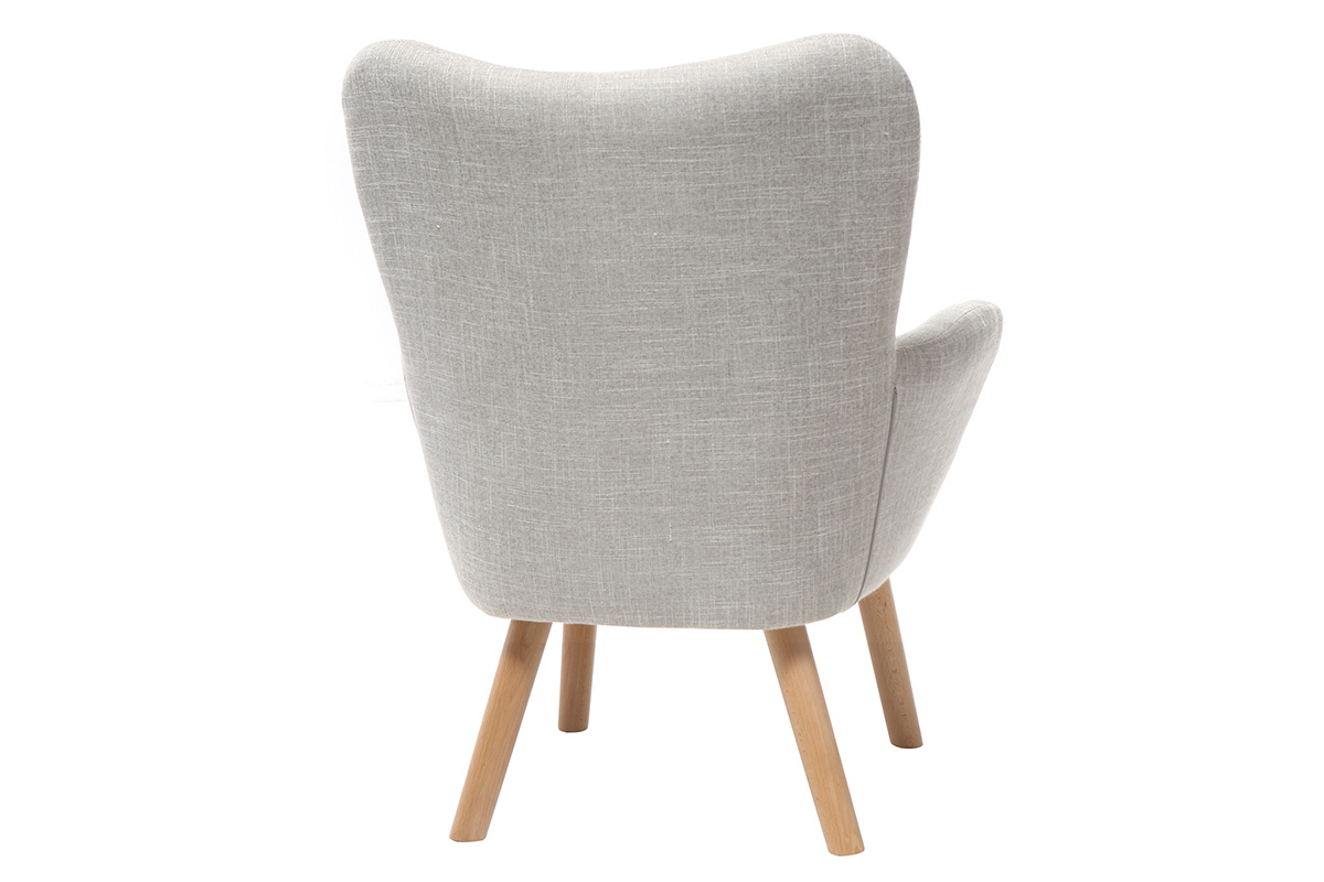 Fauteuil enfant scandinave en tissu gris polaire et bois clair BABY BRISTOL