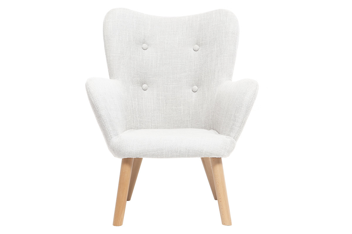 Fauteuil enfant scandinave en tissu gris polaire et bois clair BABY BRISTOL