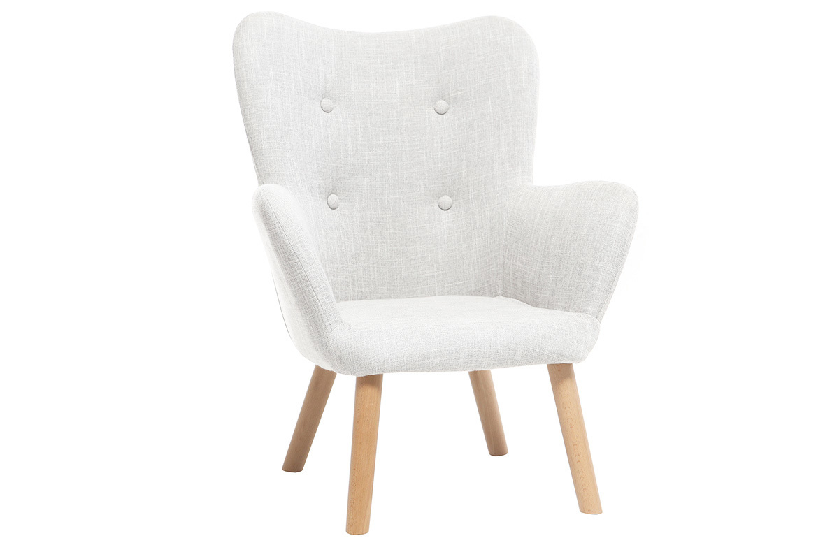 Fauteuil enfant scandinave en tissu gris polaire et bois clair BABY BRISTOL