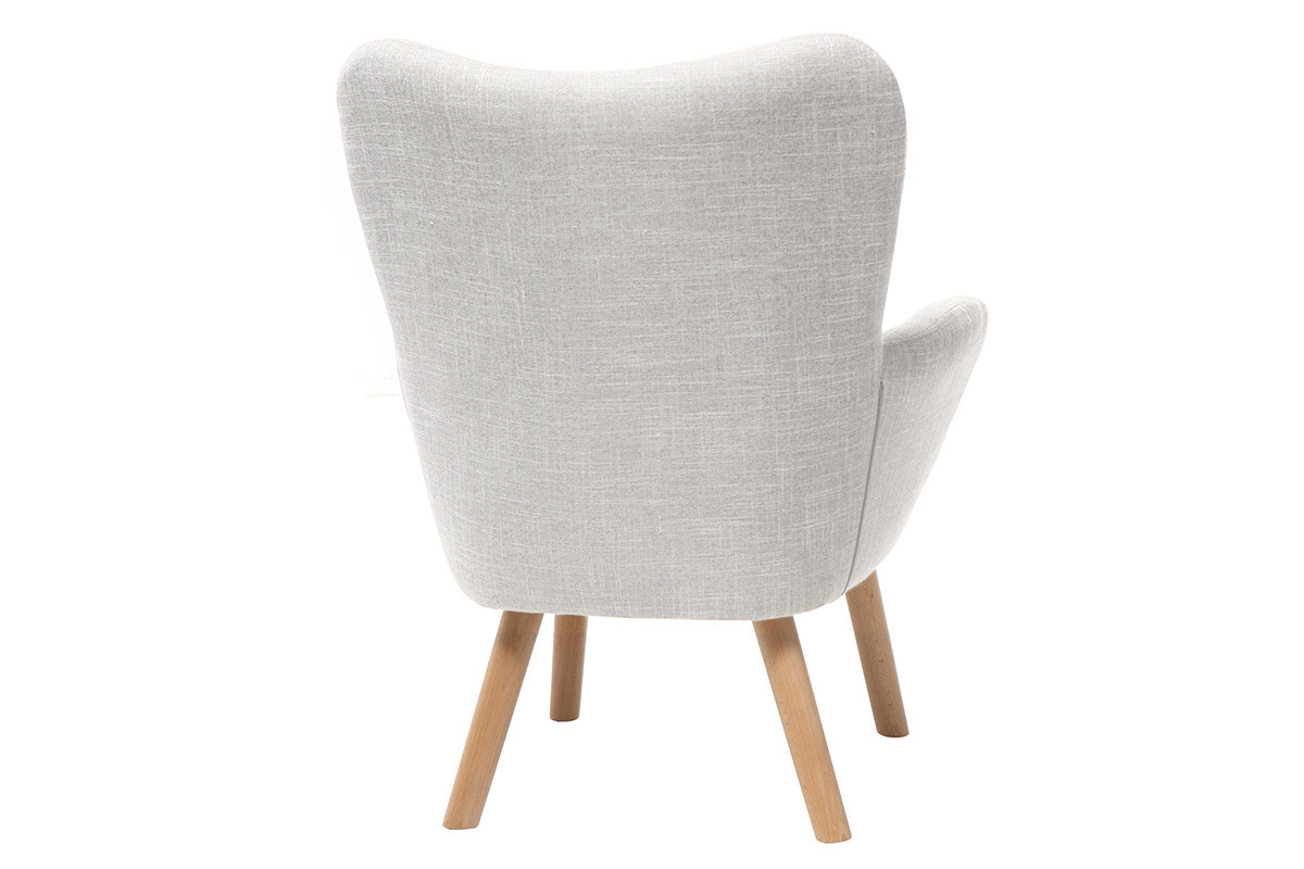 Fauteuil enfant scandinave en tissu gris polaire et bois clair BABY BRISTOL