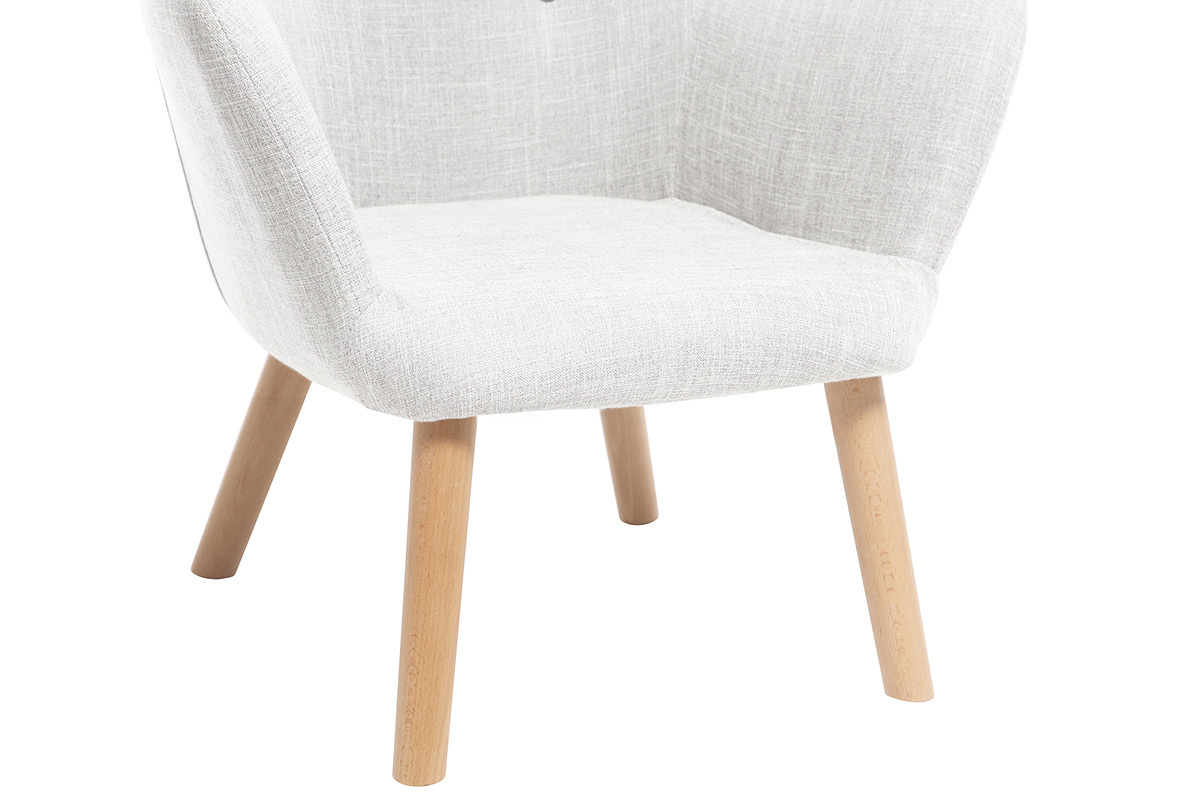 Fauteuil enfant scandinave en tissu gris polaire et bois clair BABY BRISTOL