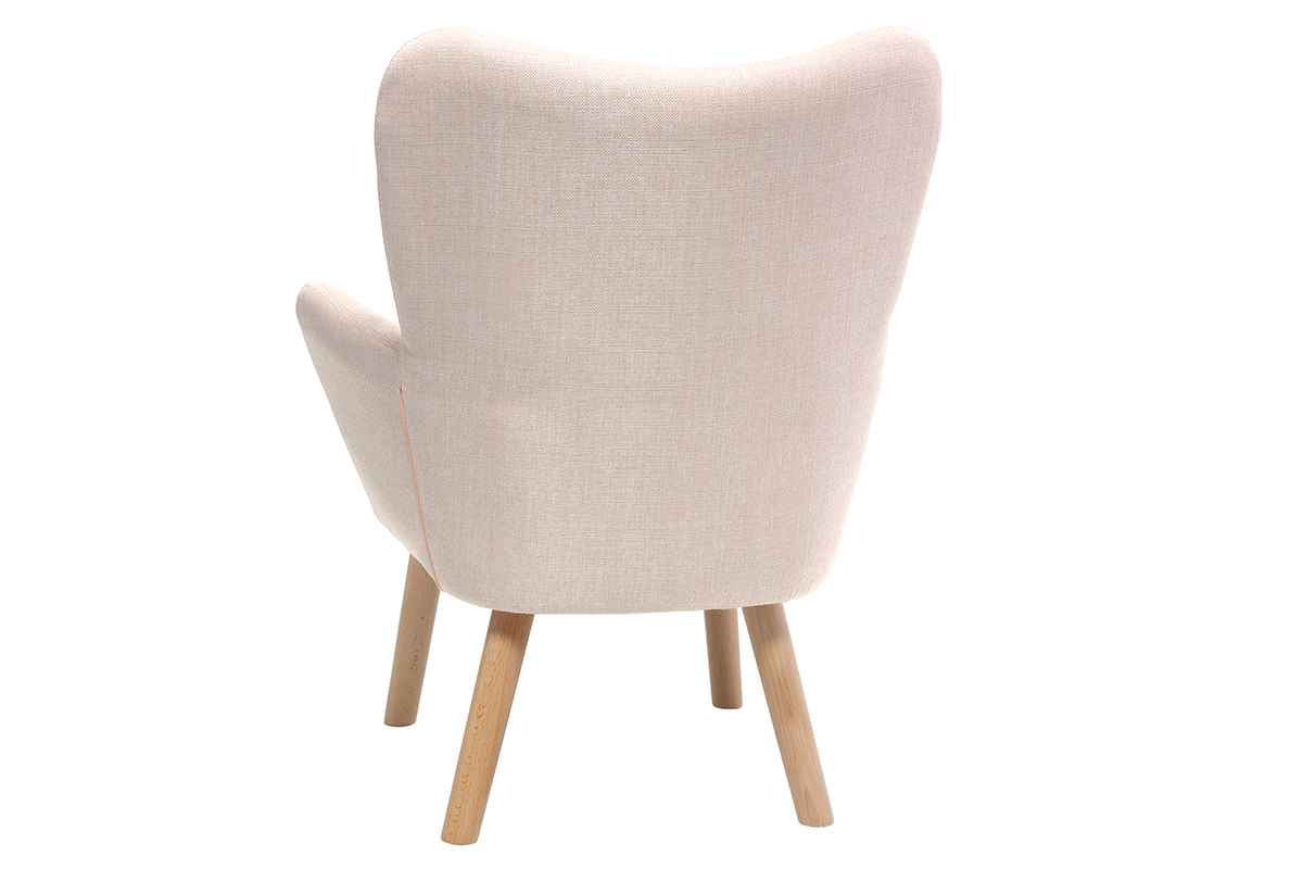 Fauteuil enfant scandinave en tissu rose poudr et bois clair BABY BRISTOL