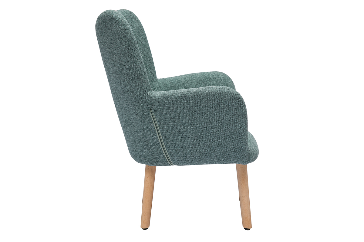 Fauteuil enfant scandinave en tissu vert de gris et bois clair BABY BRISTOL