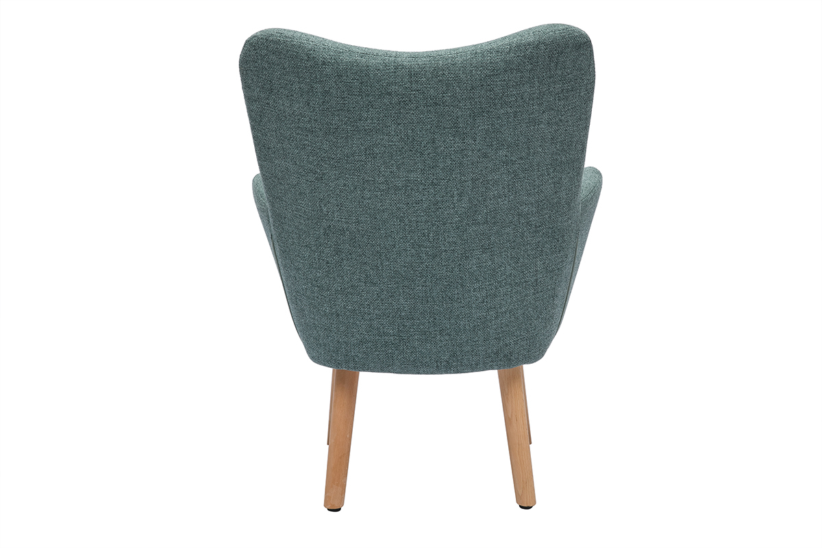 Fauteuil enfant scandinave en tissu vert de gris et bois clair BABY BRISTOL