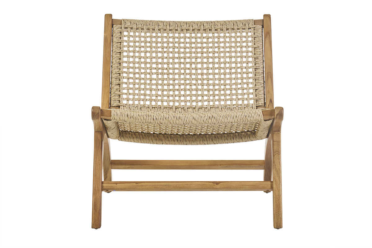 Fauteuil lounge en bois teck massif et corde tresse SUMBA