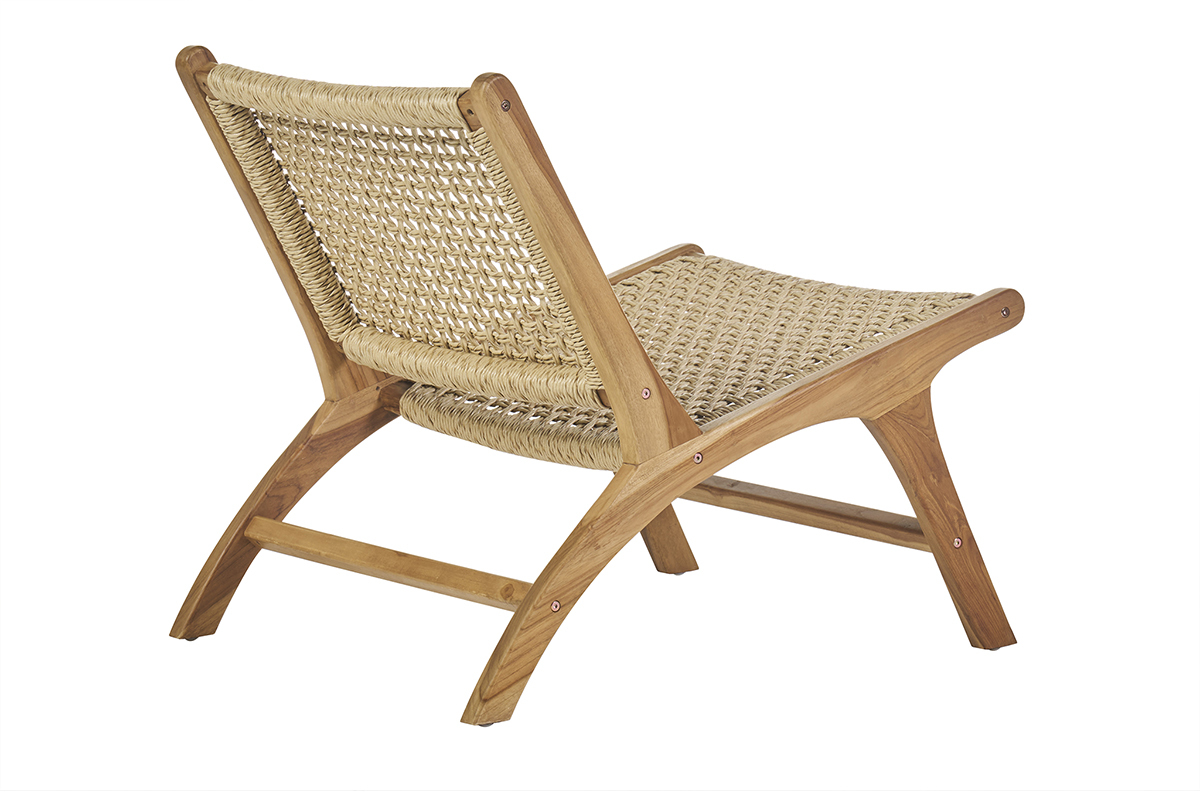 Fauteuil lounge en bois teck massif et corde tresse SUMBA