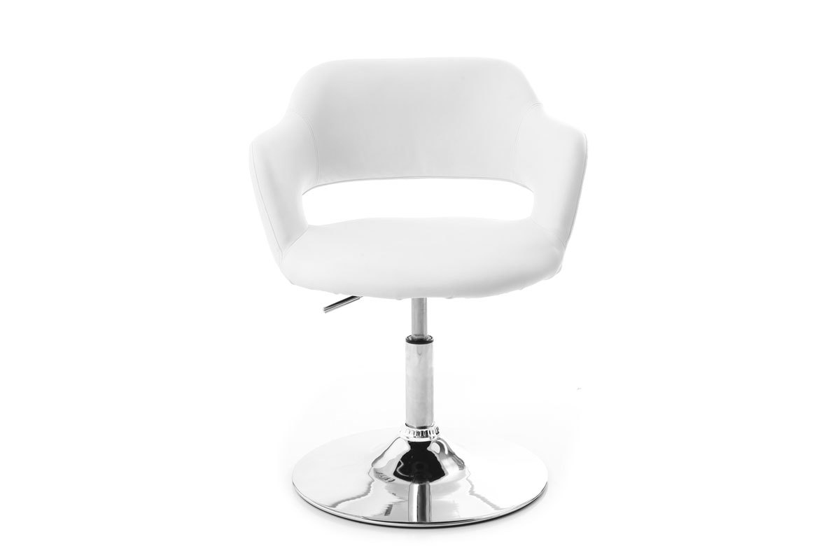 Fauteuil pivotant design blanc et acier chrom JESSY