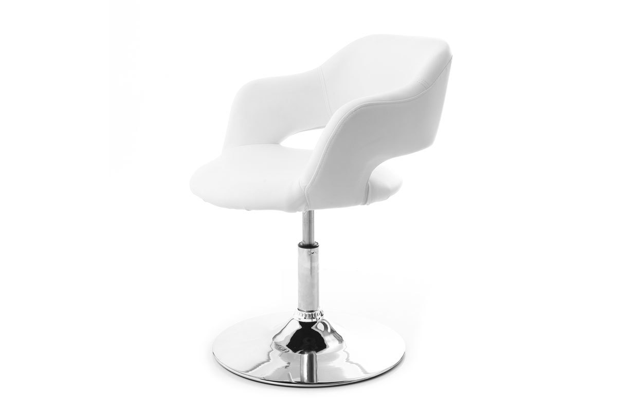 Fauteuil pivotant design blanc et acier chrom JESSY