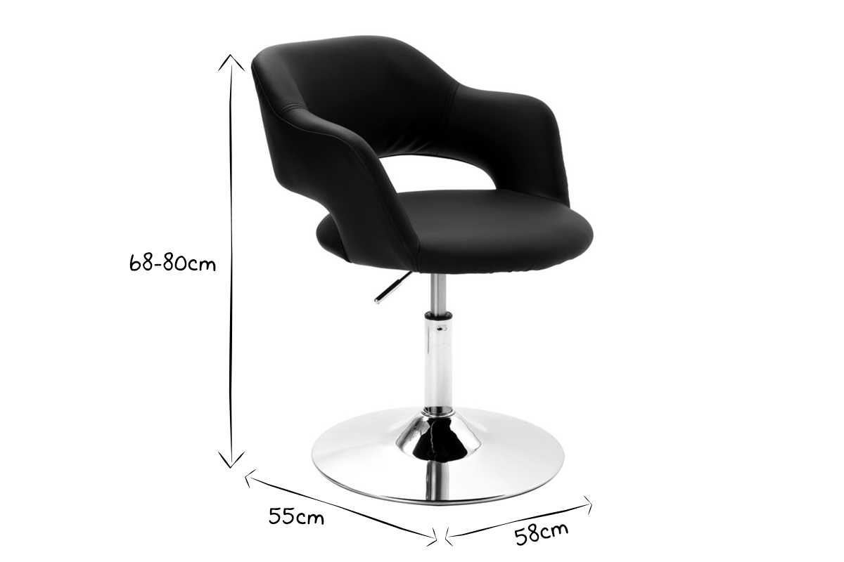 Fauteuil pivotant design blanc et acier chrom JESSY