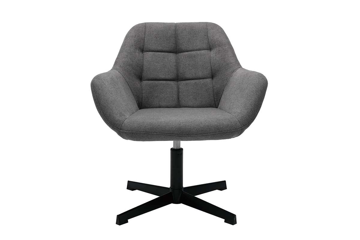 Fauteuil pivotant design en tissu effet velours gris et mtal noir DARWIN