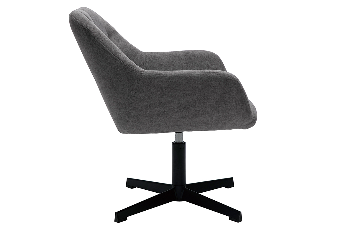 Fauteuil pivotant design en tissu effet velours gris et mtal noir DARWIN