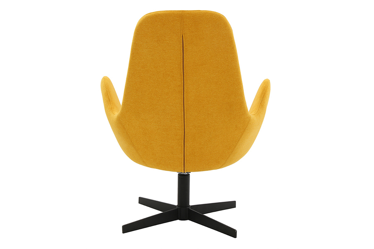 Fauteuil pivotant design en tissu effet velours jaune moutarde et mtal noir ANDY