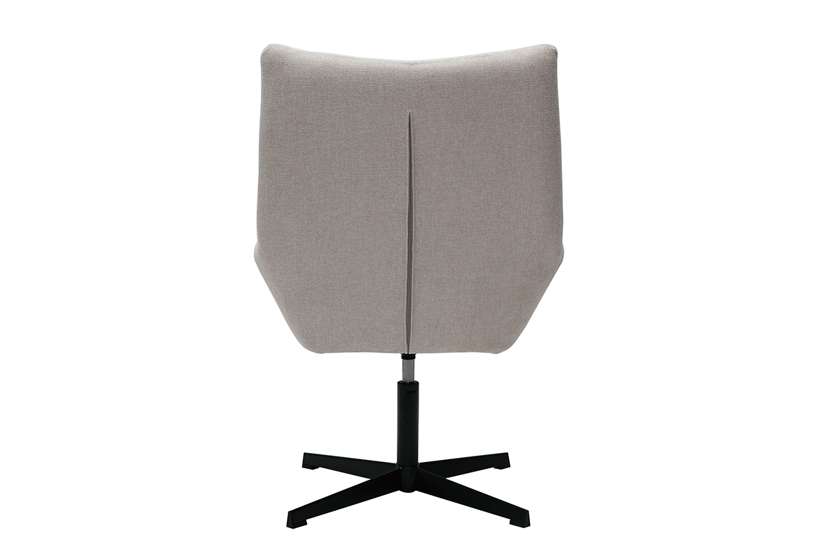 Fauteuil pivotant design en tissu effet velours texur beige et mtal noir KING