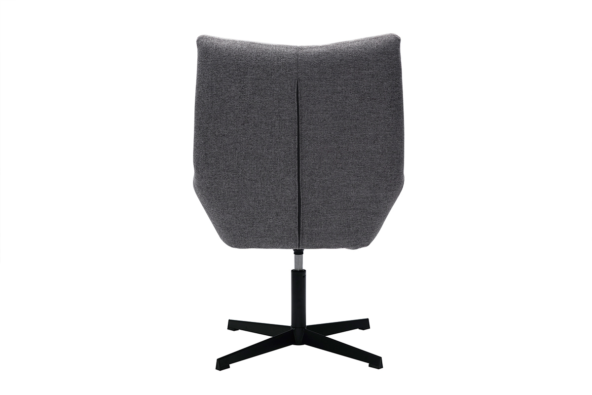 Fauteuil pivotant design en tissu effet velours texur gris et mtal noir KING