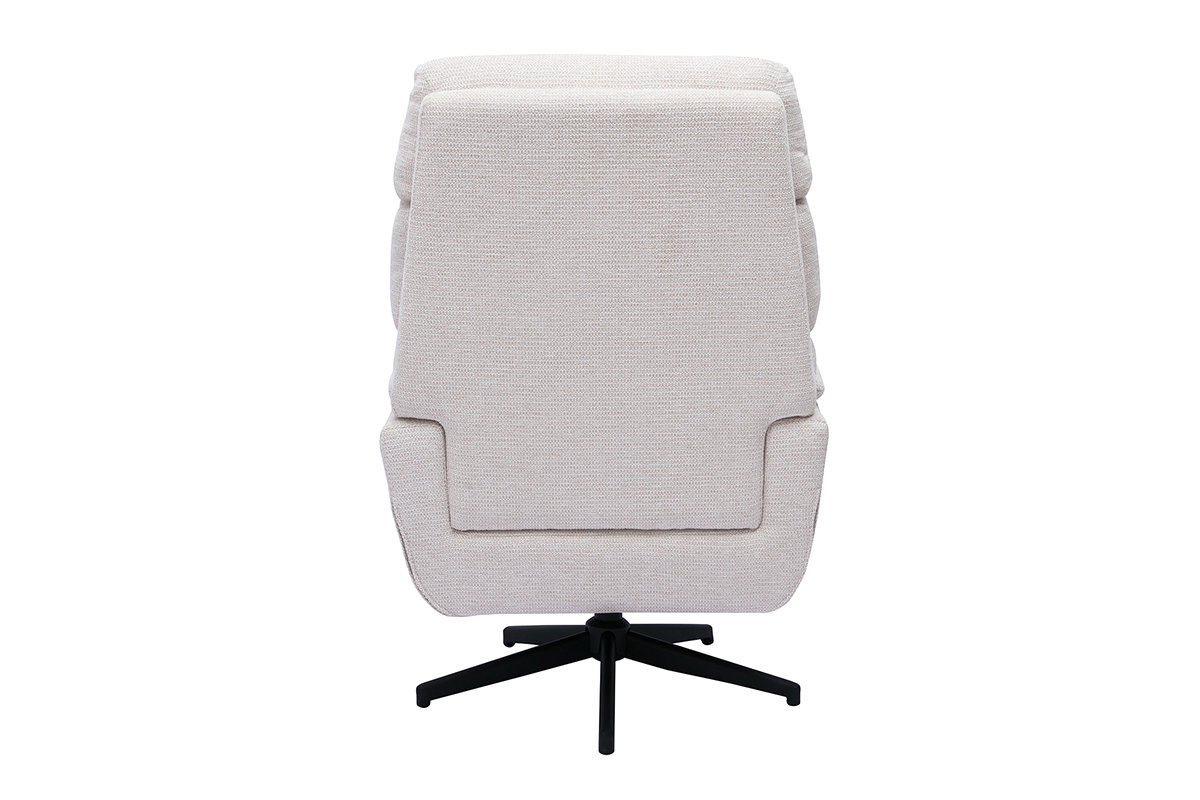 Fauteuil pivotant en tissu chenille beige et mtal noir JONAH