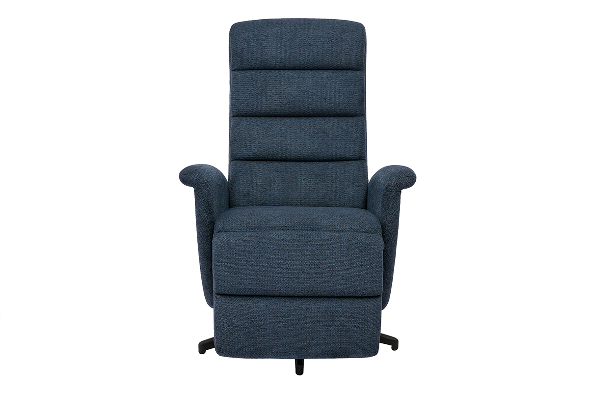 Fauteuil pivotant relax manuel en tissu chenille bleu fonc NELSON