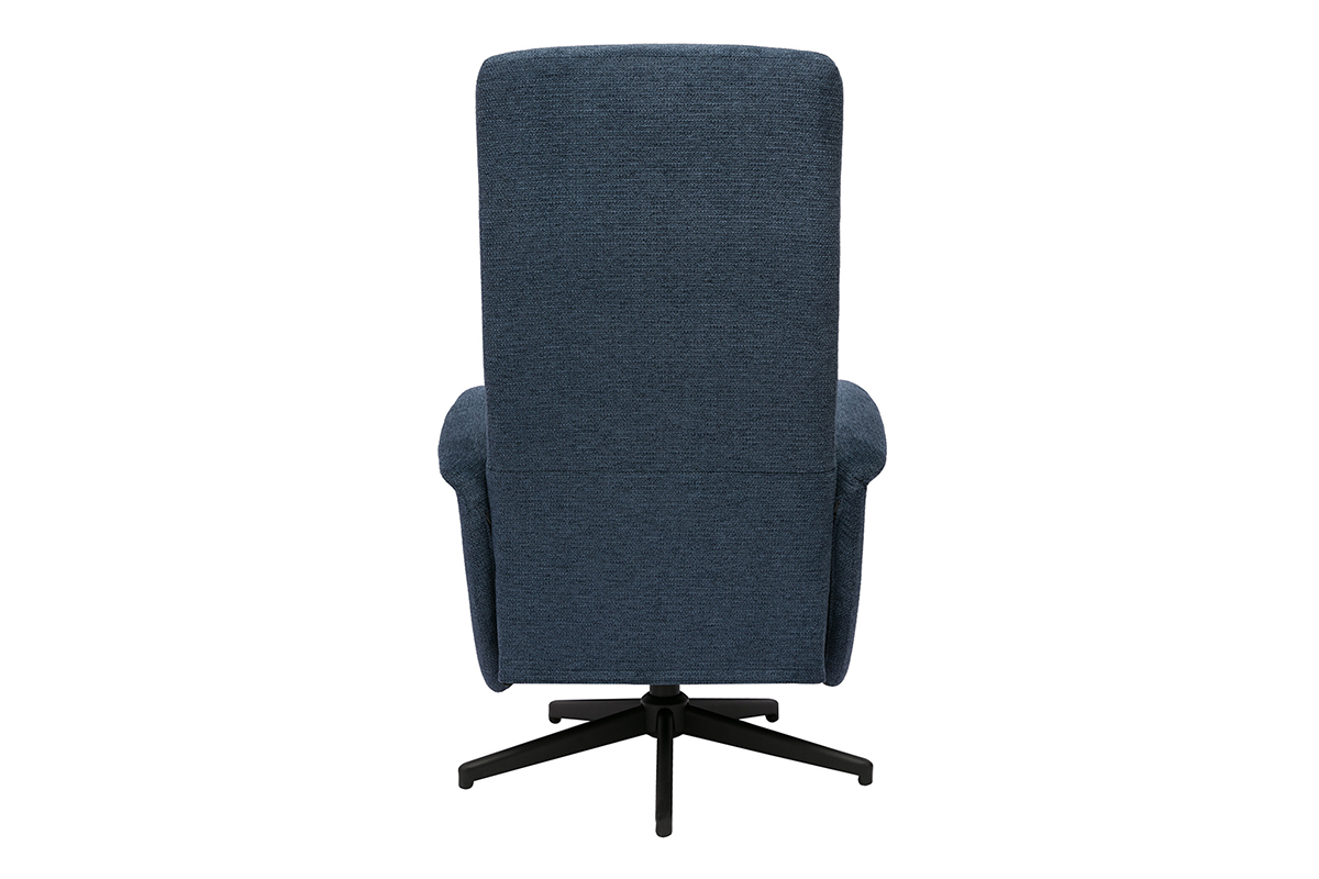 Fauteuil pivotant relax manuel en tissu chenille bleu fonc NELSON