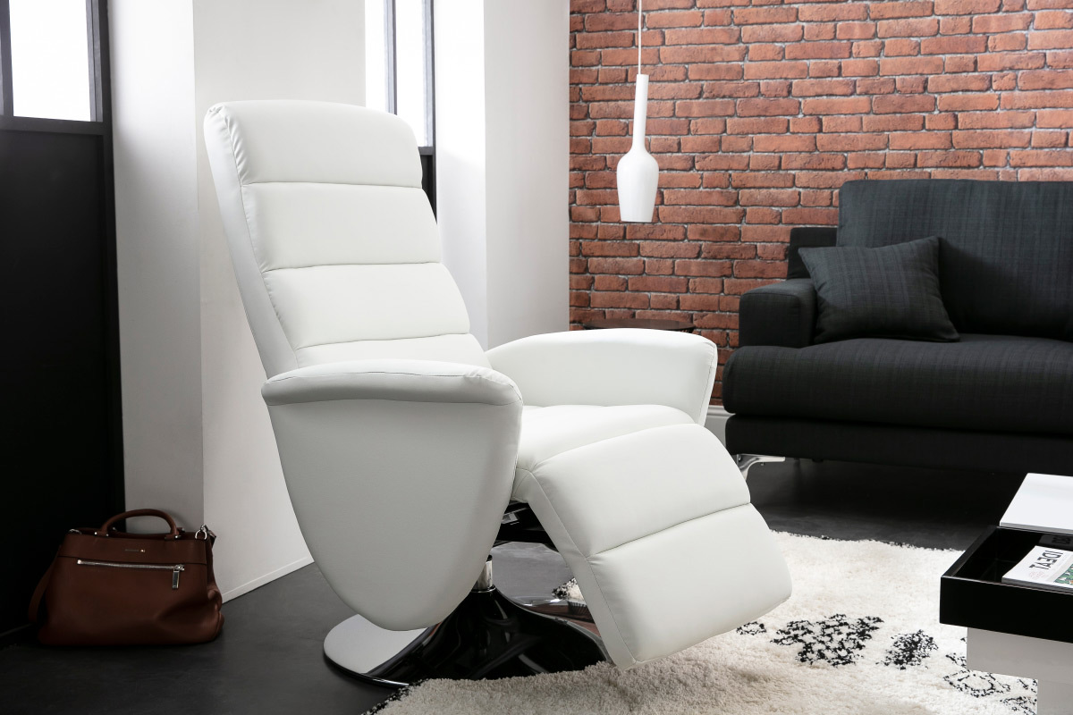 Fauteuil relax manuel blanc NELSON