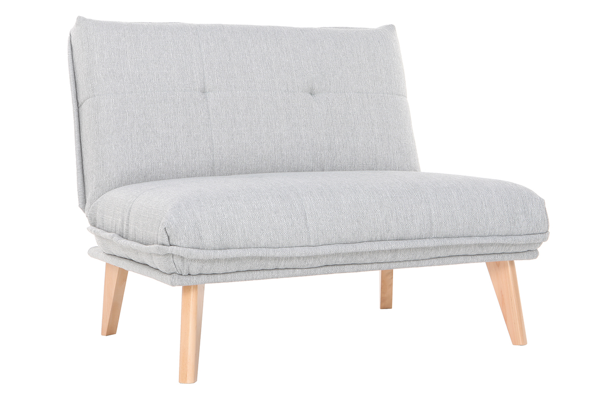 Fauteuil scandinave  combiner en tissu gris clair et bois clair BENNIE