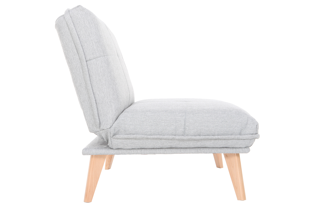 Fauteuil scandinave  combiner en tissu gris clair et bois clair BENNIE