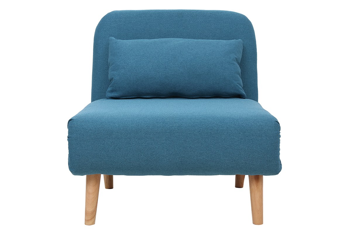 Fauteuil scandinave convertible en tissu bleu canard AMIKO