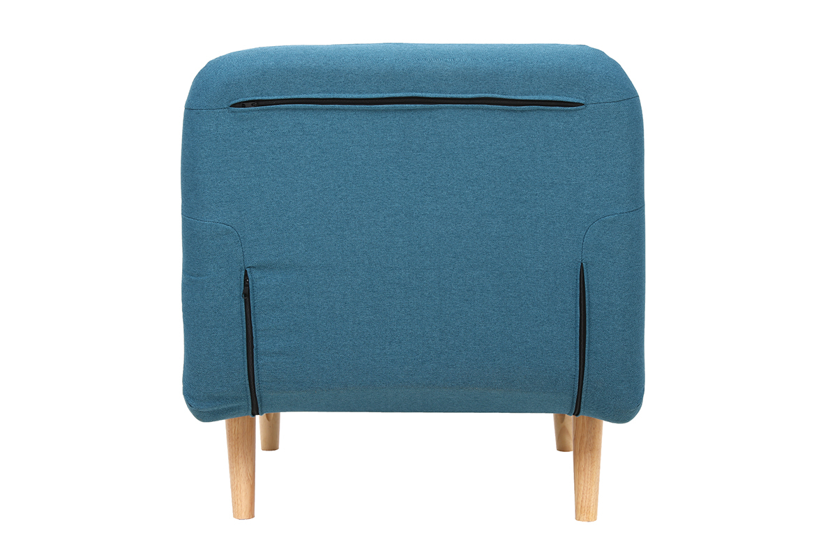 Fauteuil scandinave convertible en tissu bleu canard AMIKO