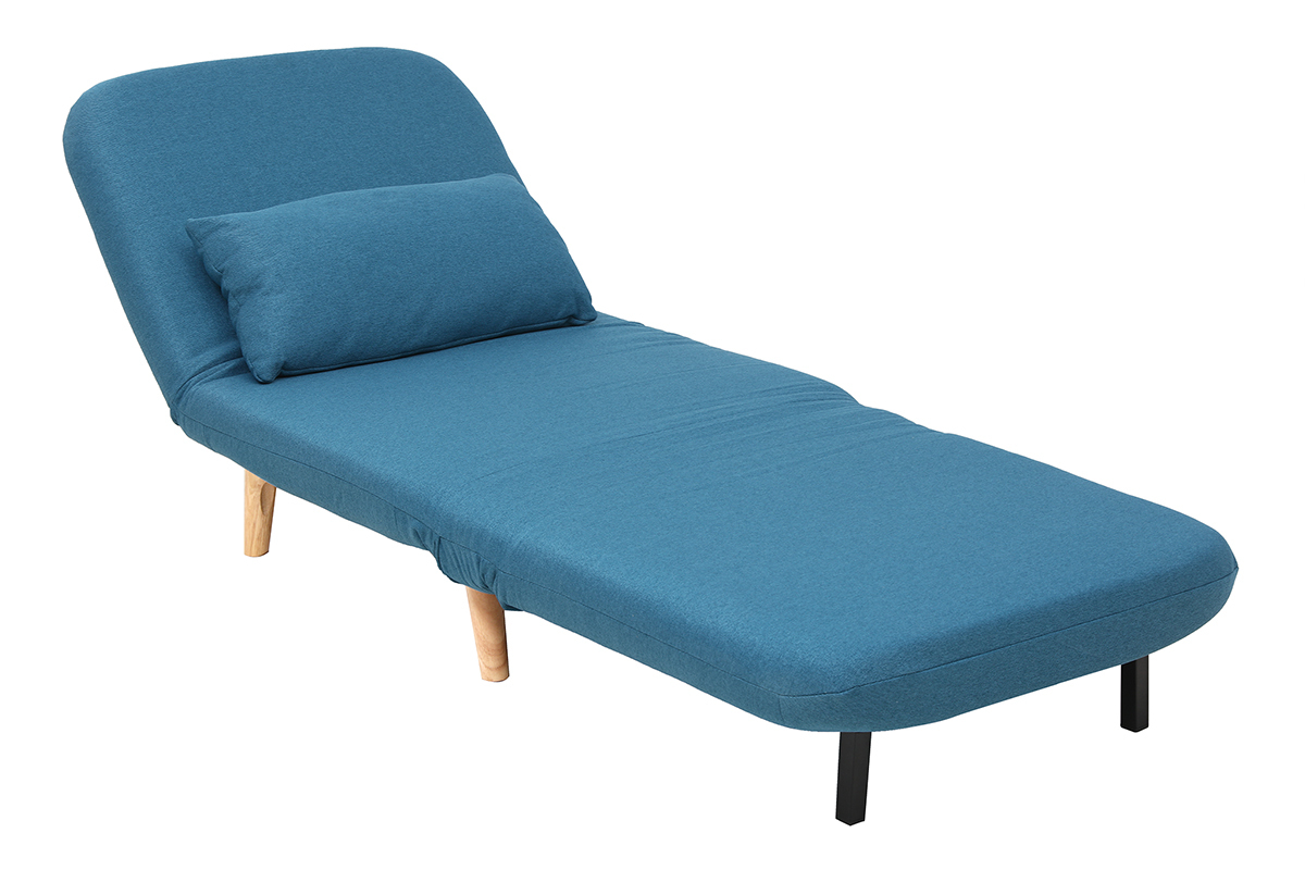 Fauteuil scandinave convertible en tissu bleu canard AMIKO