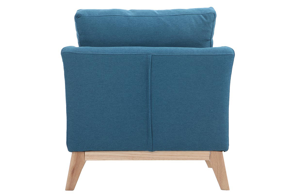 Fauteuil scandinave dhoussable en tissu bleu canard et bois clair OSLO