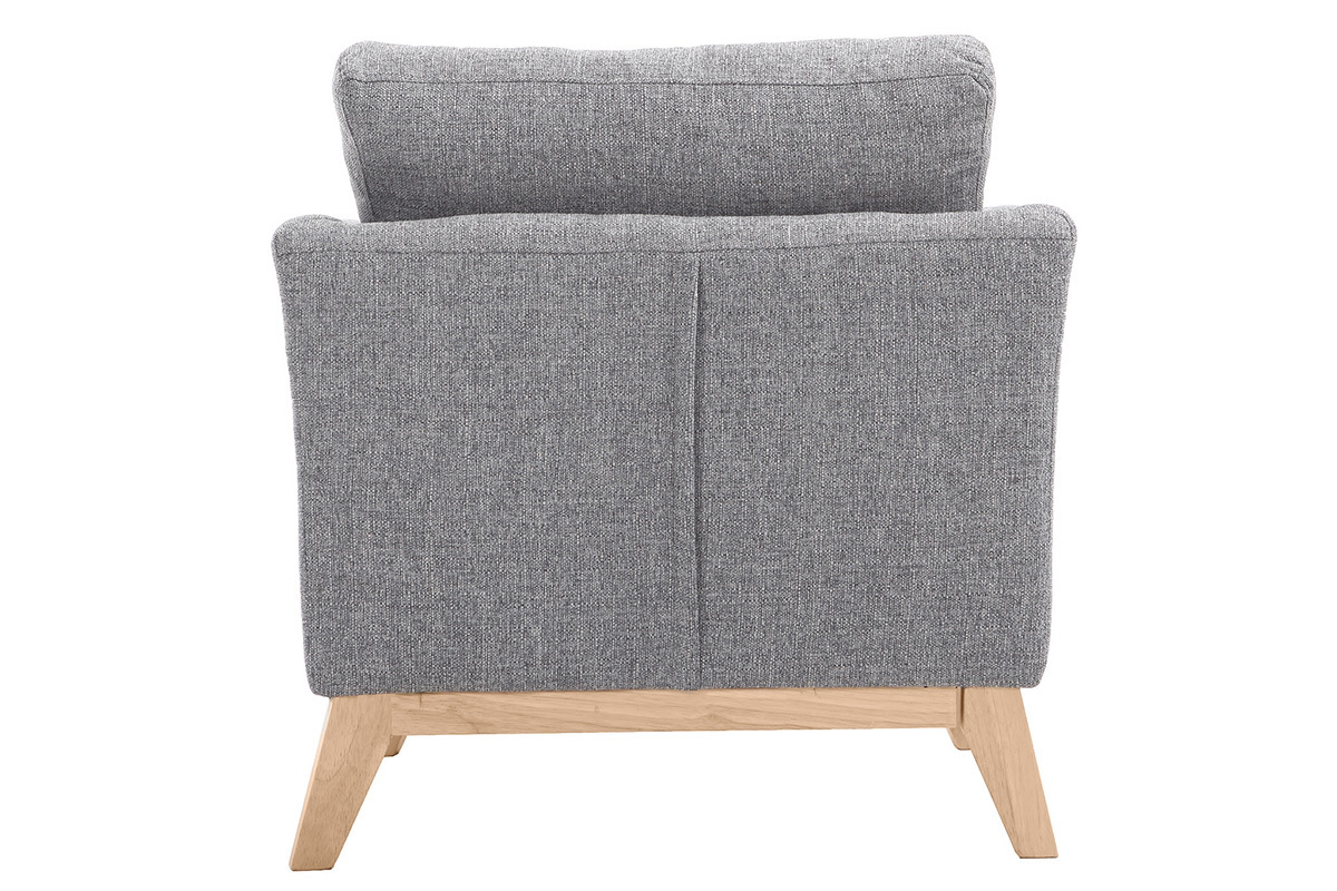 Fauteuil scandinave dhoussable en tissu gris clair et bois clair OSLO