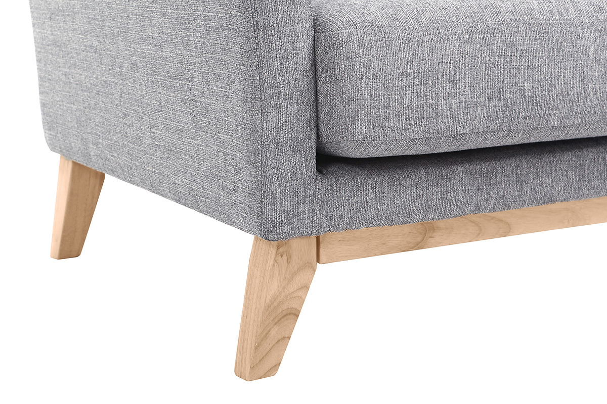 Fauteuil scandinave dhoussable en tissu gris clair et bois clair OSLO