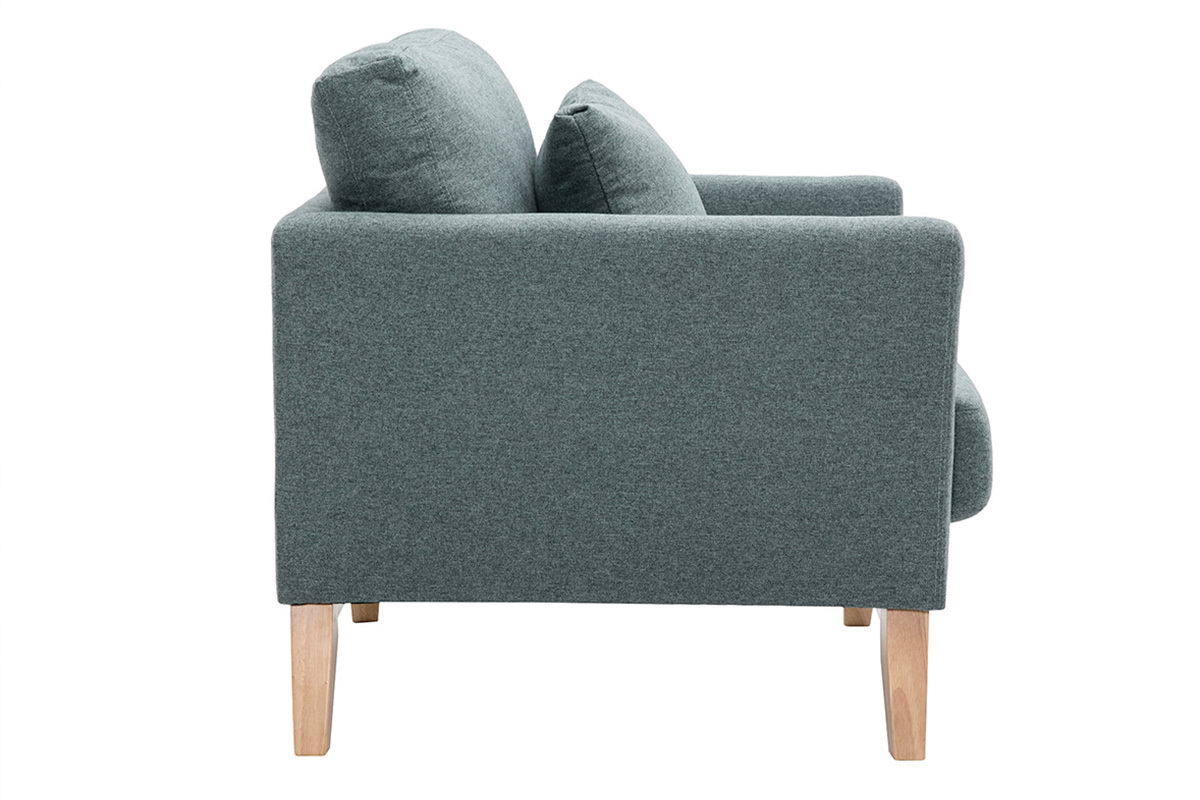 Fauteuil scandinave dhoussable en tissu vert de gris et bois clair OSLO