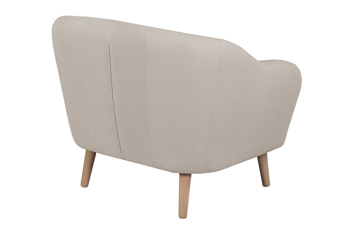 Fauteuil scandinave en tissu beige et bois clair ISIS