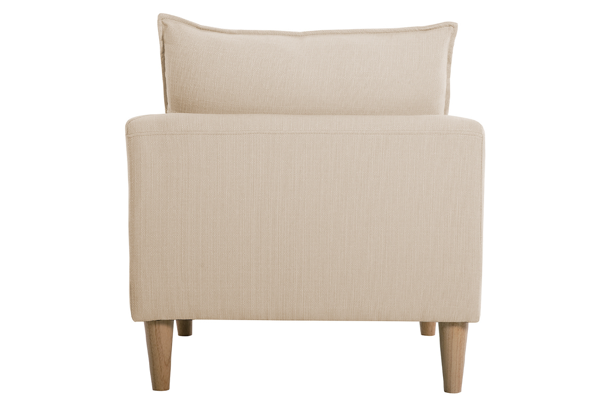 Fauteuil scandinave en tissu beige et bois clair KATE