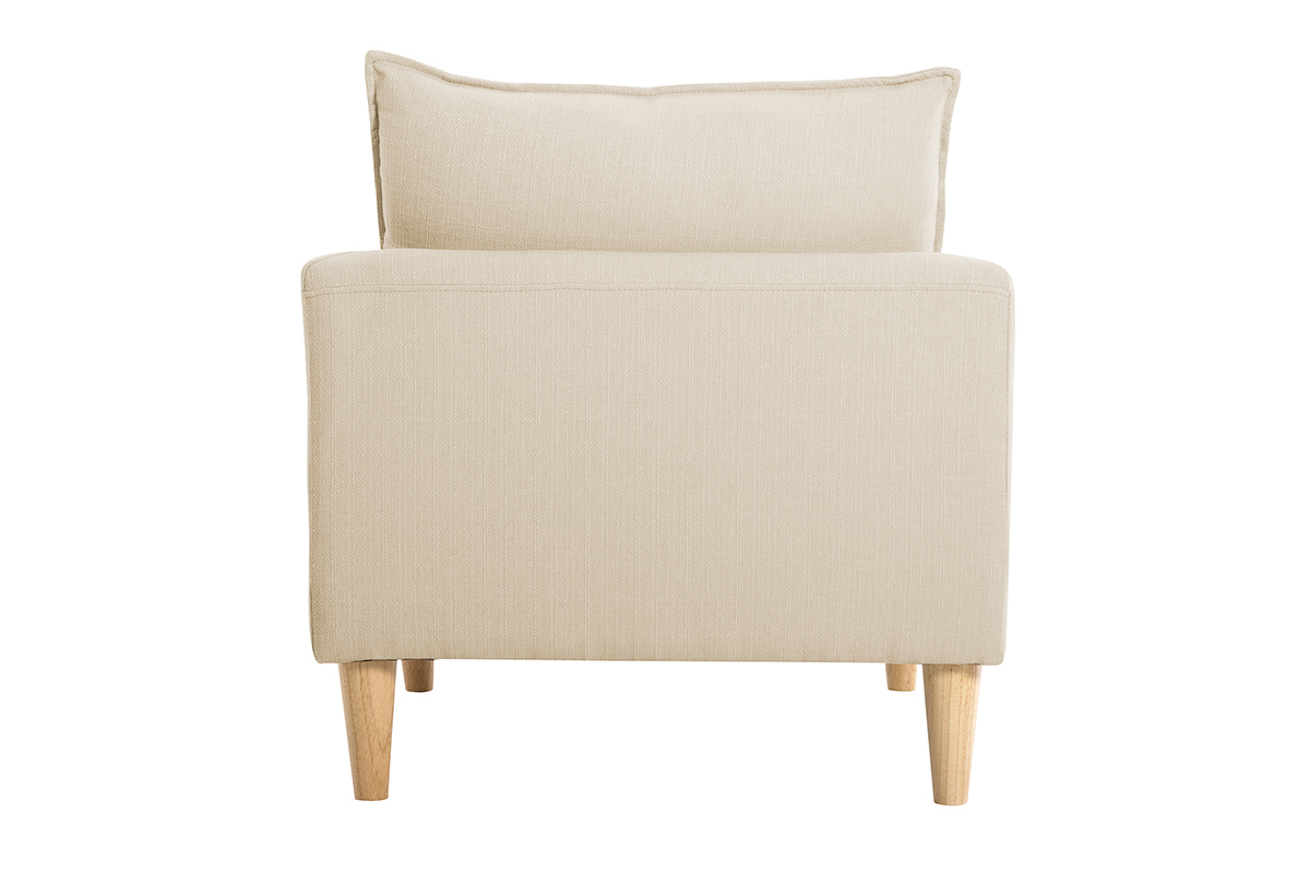 Fauteuil scandinave en tissu beige et bois clair KATE