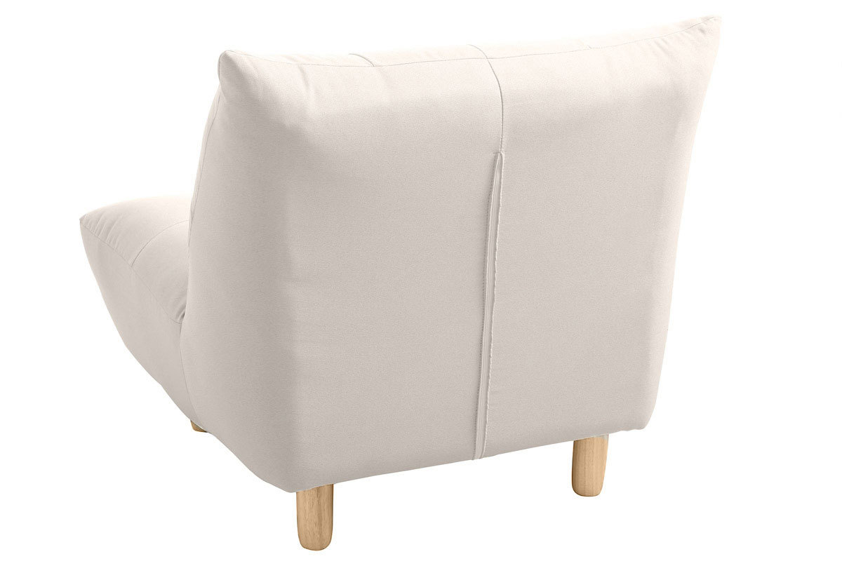 Fauteuil scandinave en tissu beige et bois clair YUMI