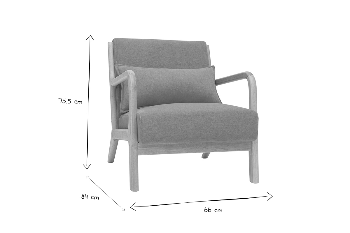 Fauteuil scandinave en tissu effet velours jaune moutarde et bois clair massif DERRY