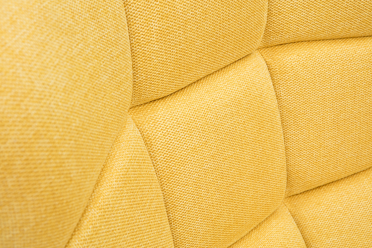 Fauteuil scandinave en tissu effet velours textur jaune moutarde et bois clair BRODY