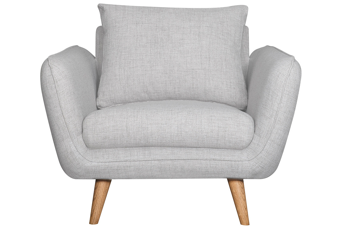 Fauteuil scandinave en tissu gris clair chin et bois clair CREEP