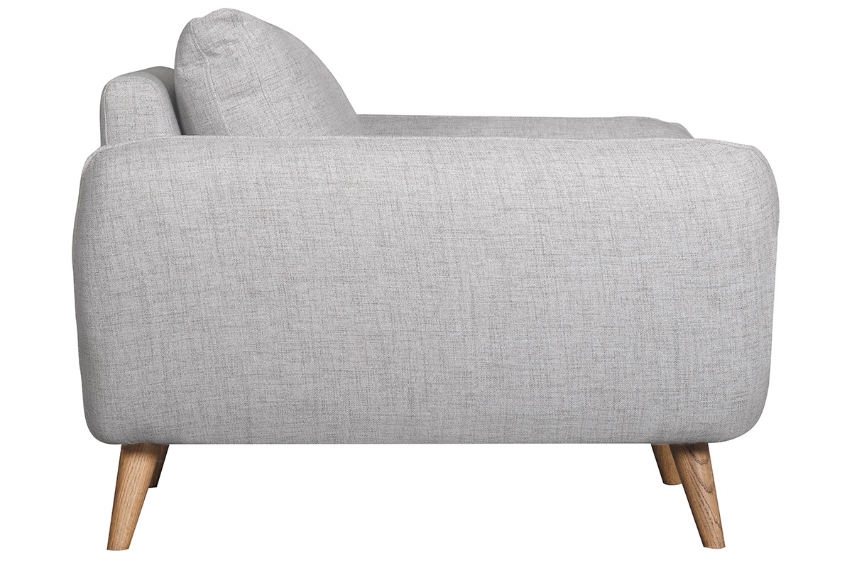 Fauteuil scandinave en tissu gris clair chin et bois clair CREEP