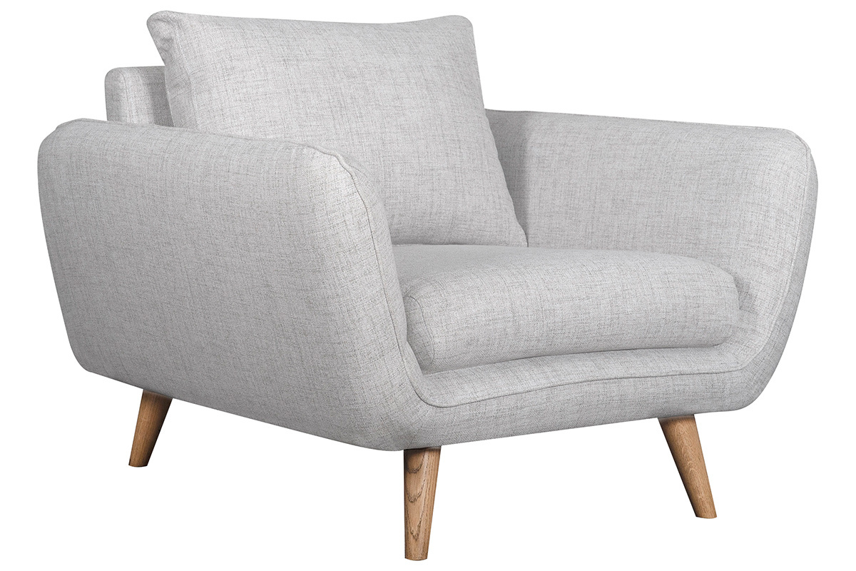 Fauteuil scandinave en tissu gris clair chin et bois clair CREEP