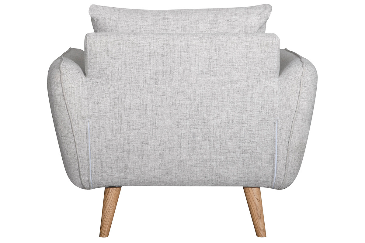 Fauteuil scandinave en tissu gris clair chin et bois clair CREEP