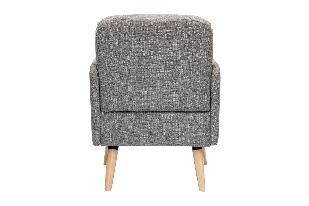 Fauteuil scandinave en tissu gris clair et bois clair ISKO