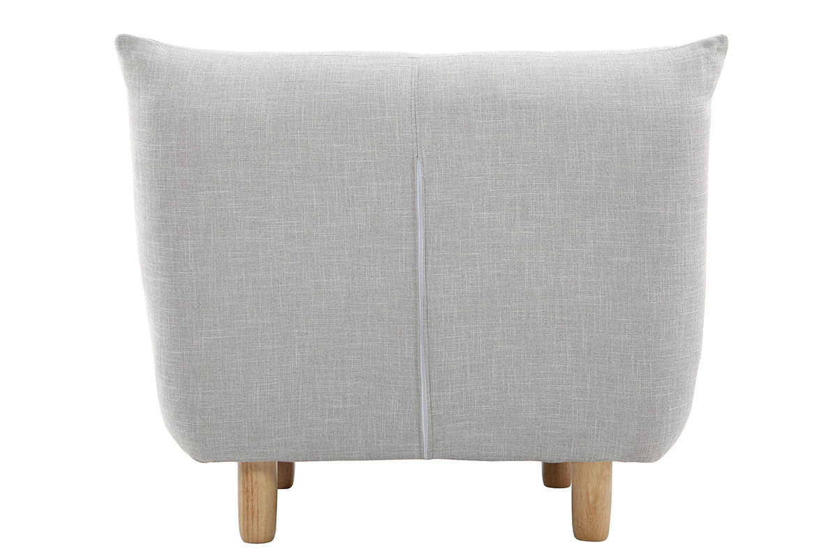 Fauteuil scandinave en tissu gris clair et bois clair YUMI