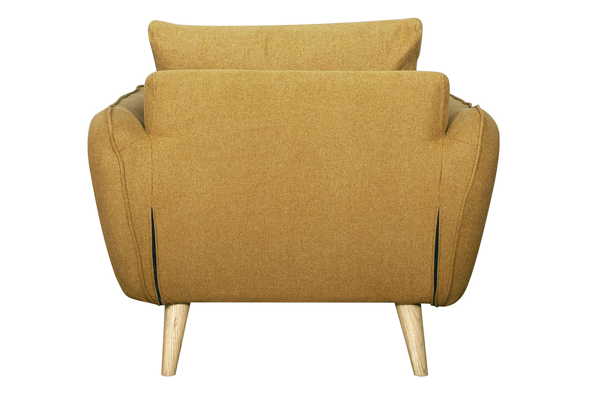 Fauteuil scandinave en tissu jaune cumin et bois clair CREEP