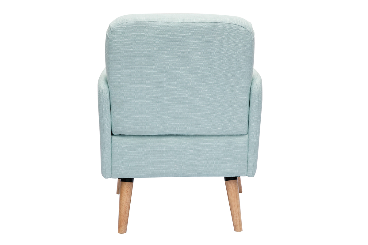 Fauteuil scandinave en tissu menthe  l'eau et bois clair ISKO