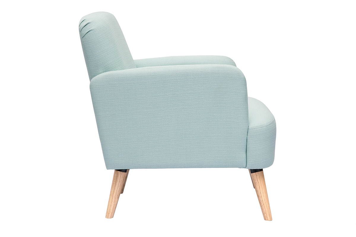 Fauteuil scandinave en tissu menthe  l'eau et bois clair ISKO