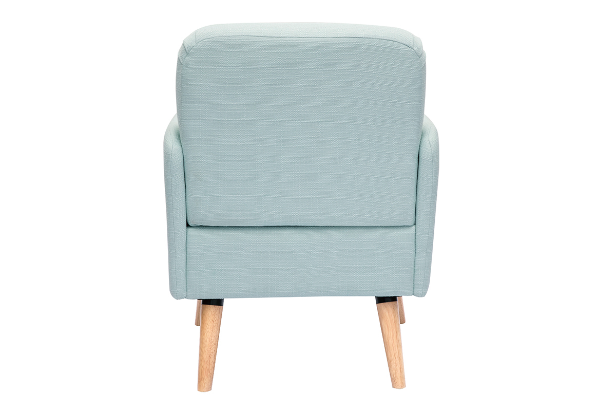 Fauteuil scandinave en tissu menthe  l'eau et bois clair ISKO