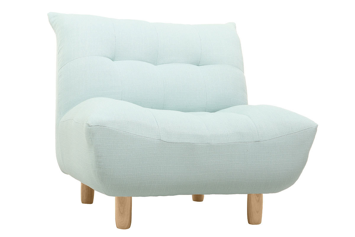 Fauteuil scandinave en tissu menthe  l'eau et bois clair YUMI